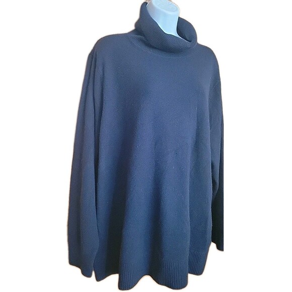 LANDS END Plus Size 3X Cashmere Turtleneck Sweater Navy Blue NWT Solid - Picture 3 of 8